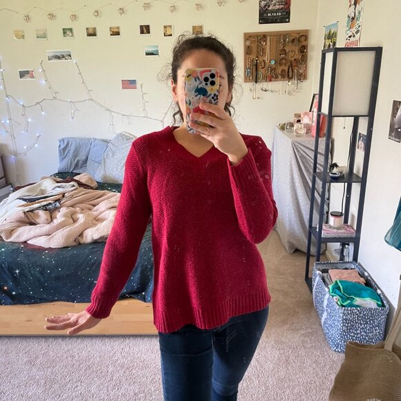 J.Jill Red V-Neck Sweater Size XS - Picture 13 of 15